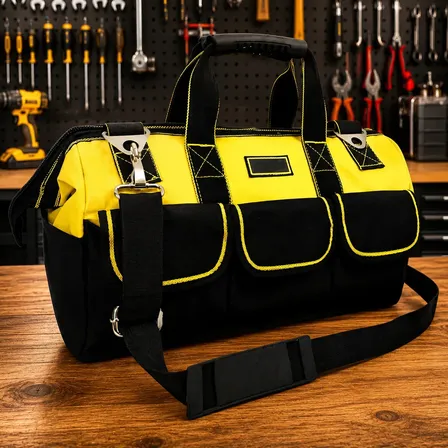 Bolsa Maleta Ferramentas 16 Bolsos 1 unidade Reforçada Impermeável Eletricista Mecânico Encanador Pedreiro Organizador Mala Fundo Rígido Profissional Meow