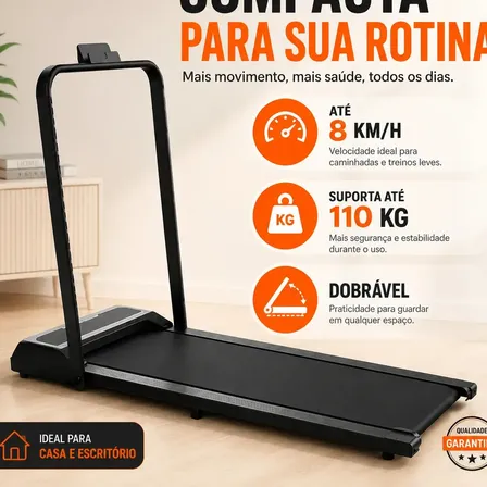 Esteira Elétrica Dobrável Compacta 110kg com Controle e App