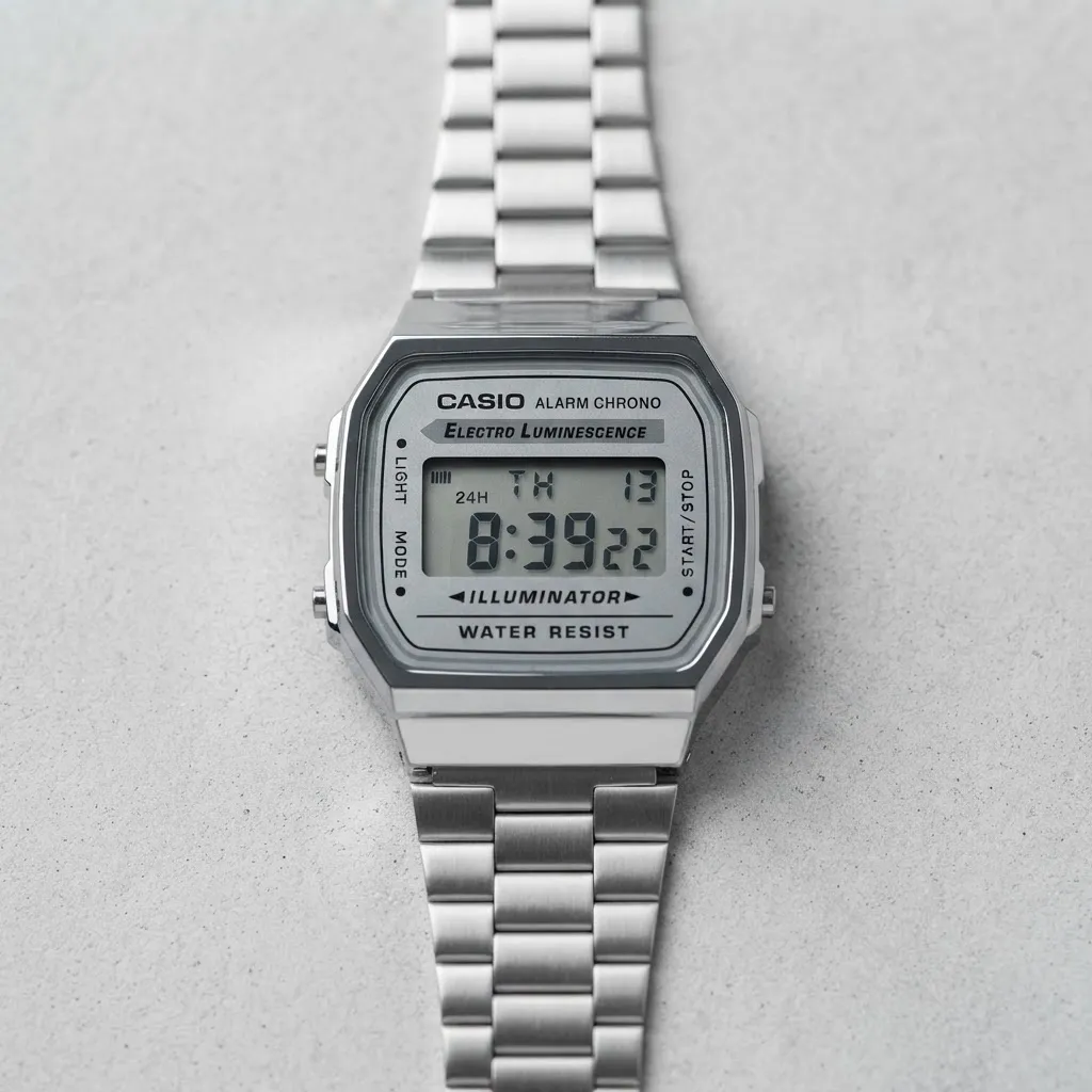 Relógio Casio Digital Prateado Modelo Clássico Vintage Retro Prateado