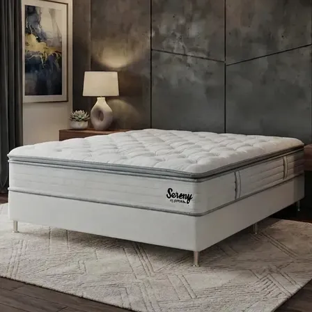 Colchão Casal + Cama Box - D26 - Sereny - Molas Ensacadas - Portobel - Shark Móveis
