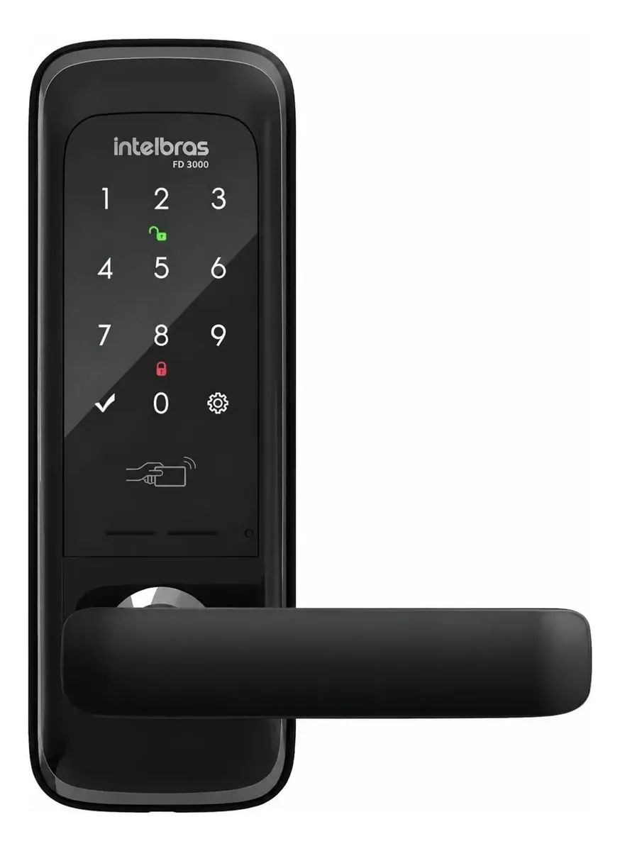 Fechadura Embutir Intelbras Fd 3000 Acesso Senha Tag Outlet Preto