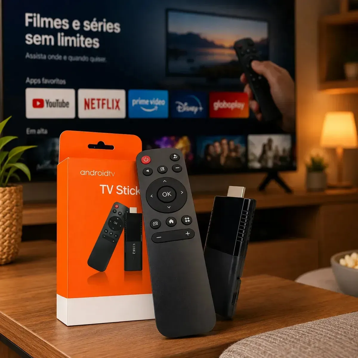 Tv Stick Android 4k Tv Box Streaming Conversor Smart Tv 4k Preto Padrão