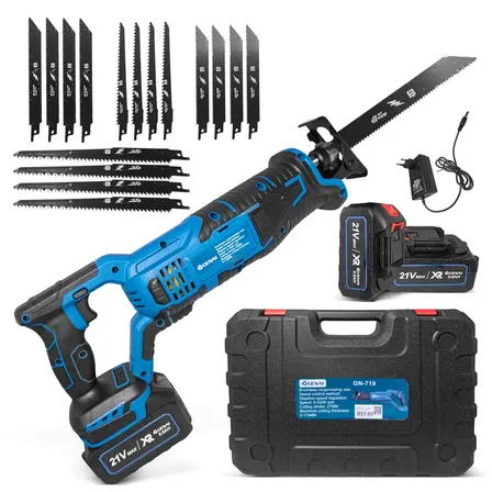 Serra Sabre Elétrica Portátil Sem Fio Brushless Profissional 12 Lâminas 21v 3200rpm Com 2 Baterias 127/220v