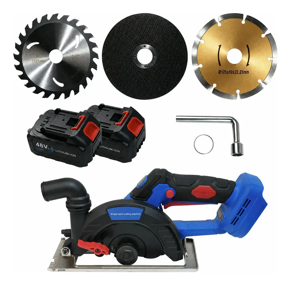 Serra Circular Leve 48v Brushless Portátil Com Duas Baterias Azul 48v