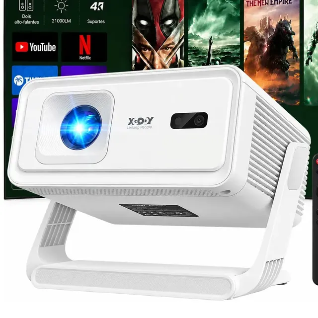 Projetor Led Ouro Shop A1 Full Hd 1080p Android 14 Com Foco Automático E Wi-fi 6 Branco 127/220v