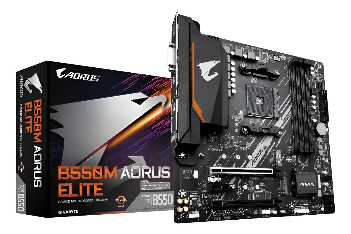 Placa Mãe Gigabyte B550m Aorus Elite Socket Am4 Ddr4 M.2 Preto