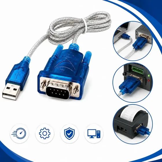Cabo Serial Conversor Rs232 X Usb 2.0 Db9 Alta Velocidade 1m Azul Gurumania