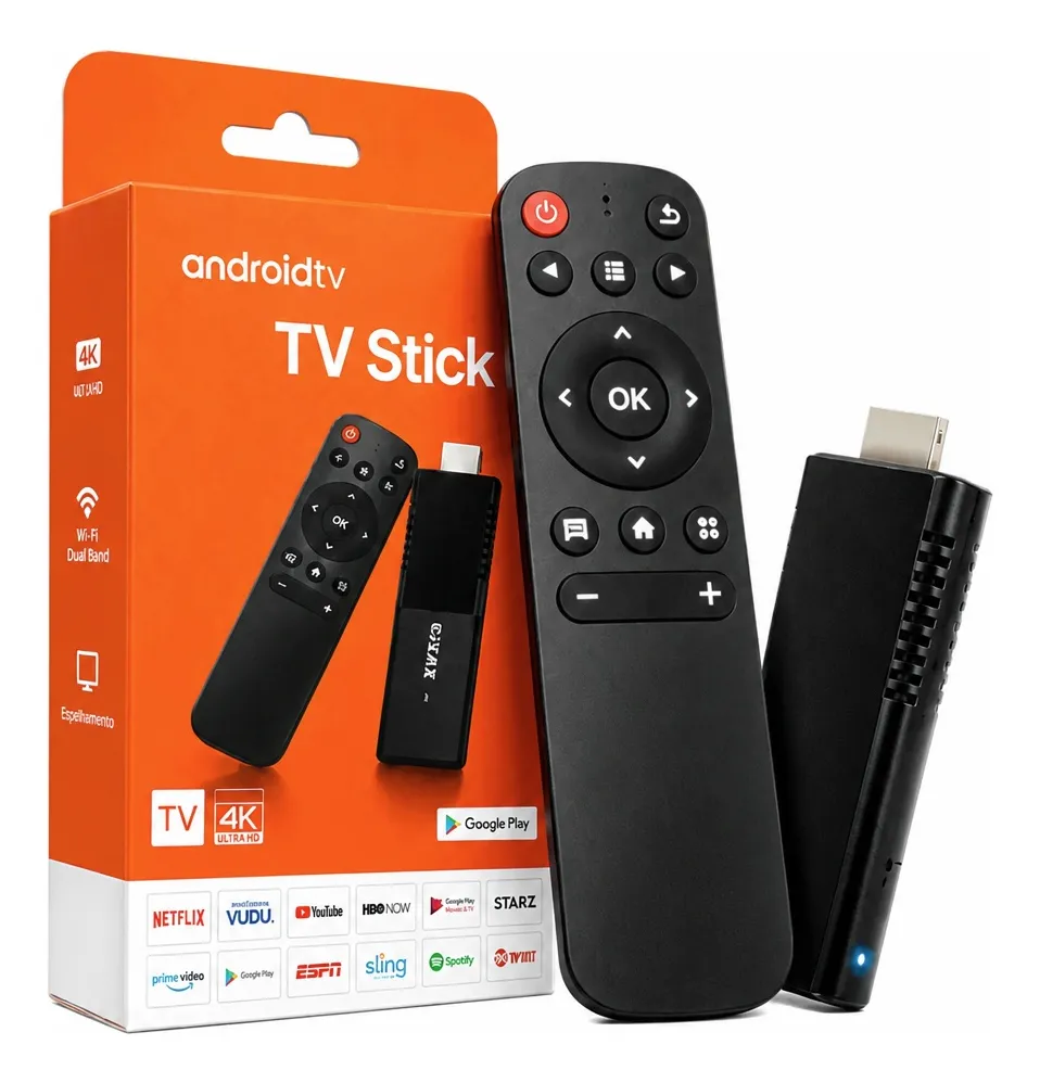 Tv Box Stick Smart Tv Android 4k Wi-fi Dual Streaming Preto Padrão