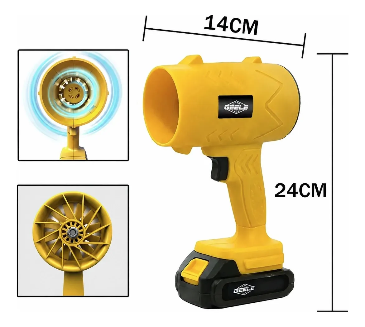 Soprador De Folhas Elétrico 2baterias Bivolt 50000rpm 1200w Amarelo 127/220v