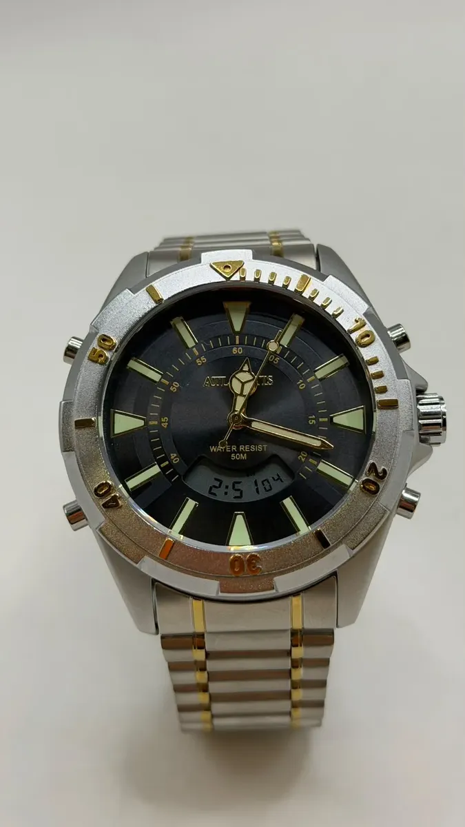 Relógio Atlantis Casual Masculino A3482 Dourado Prata Preto