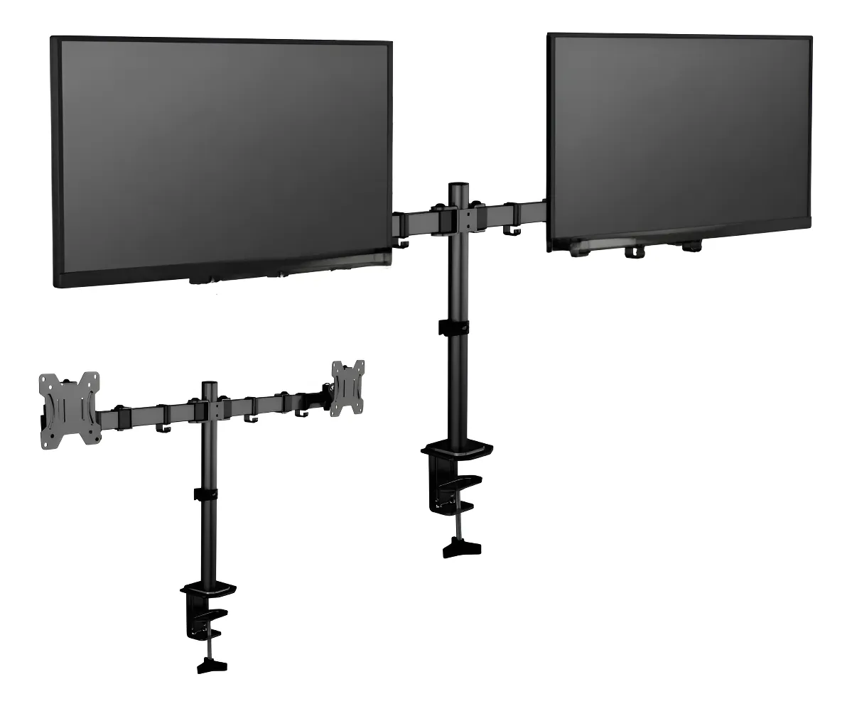 Suporte Duplo Bi-articulado De Mesa 2 Monitores De 13 A 32 Preto