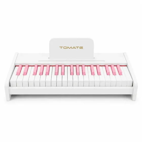 Piano Digital Infantil Tomate 37 Teclas, Teclado Musical de Madeira com Saída para Fone