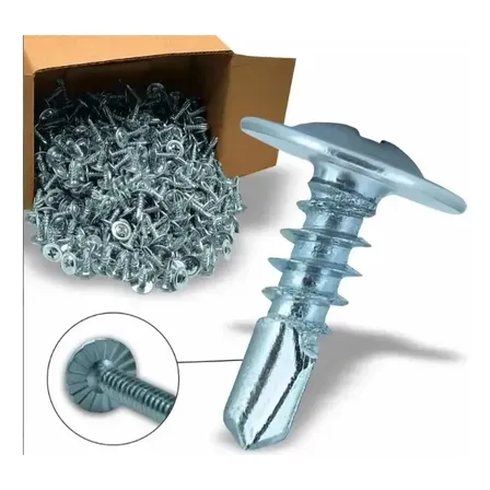 Parafuso Autobrocante Flangeado Phillips 4,2 x 25 mm Zincado para Fixação de Chapas Metálicas Metal com Metal Ponta Broca sem Pré-furo Kit com 200 Unidades