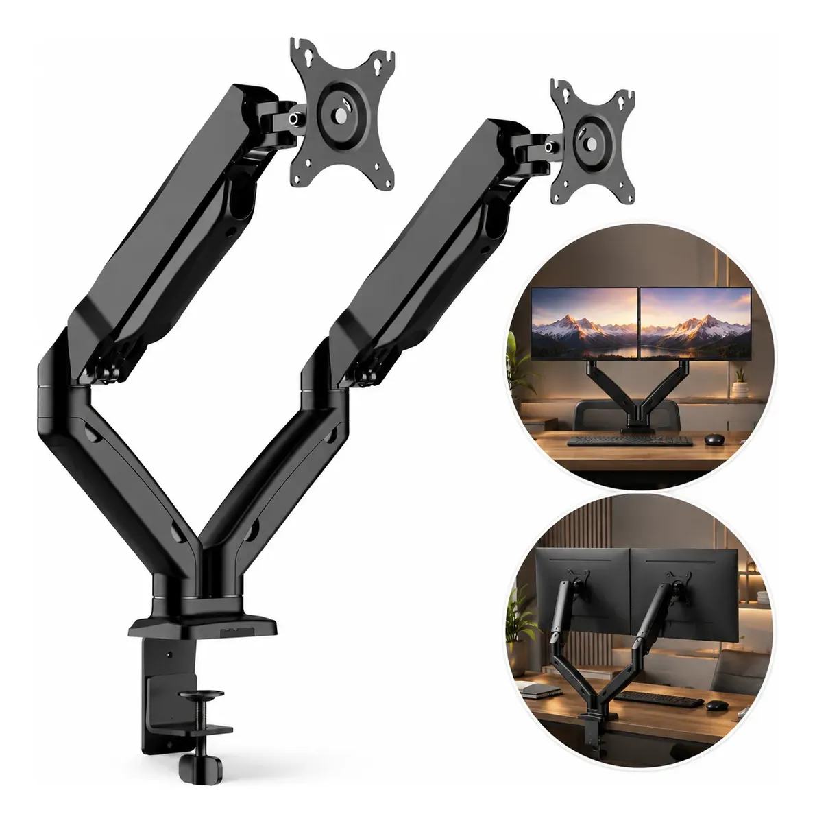 Suporte Monitor Duplo Articulado Vesa Para Mesa 2 Monitores Preto