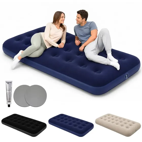 aweshine Colchão Inflável Solteiro para Camping Barraca com Kit de Reparo Remendo Colchão de Ar Multiuso Azul