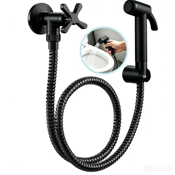 Ducha Higiênica Luxo Metal Yesop Preto Fosco Chuveirinho Completa Metal 1/4 De Volta