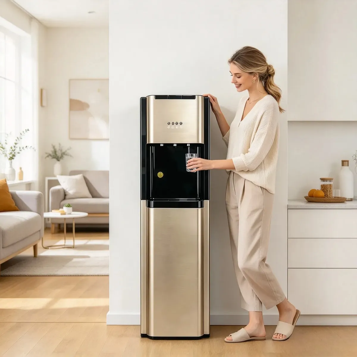 Dispensador De Agua Quente E Fria Montado Na Parte Inferior Dourado