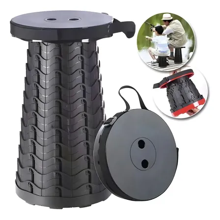 Banqueta Retrátil Portátil Telescópica Pesca/camping/viagens Preto