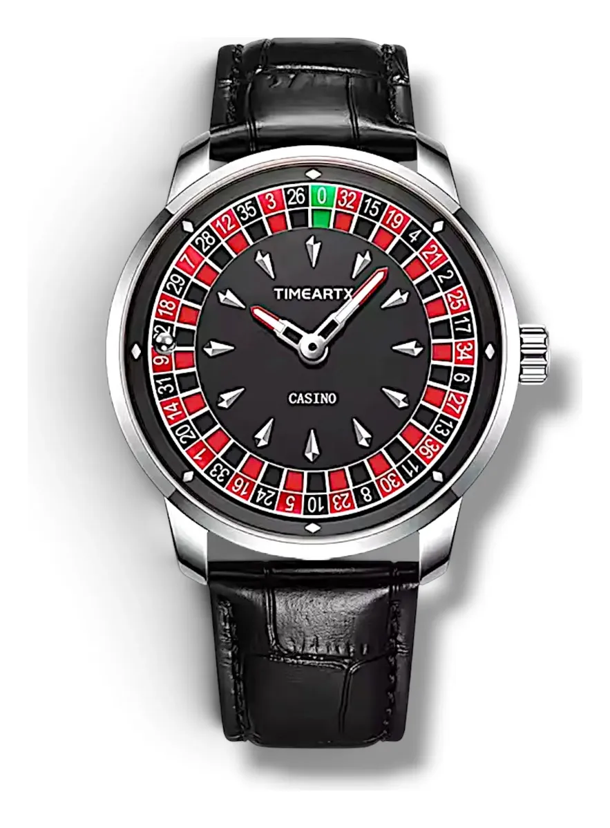 Relógio Masculino Cassino Roleta Movel Timeartx De Couro Bml