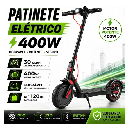 Patinete Elétrico Adulto, Freio Duplo, Capacidade de Carga 120KG