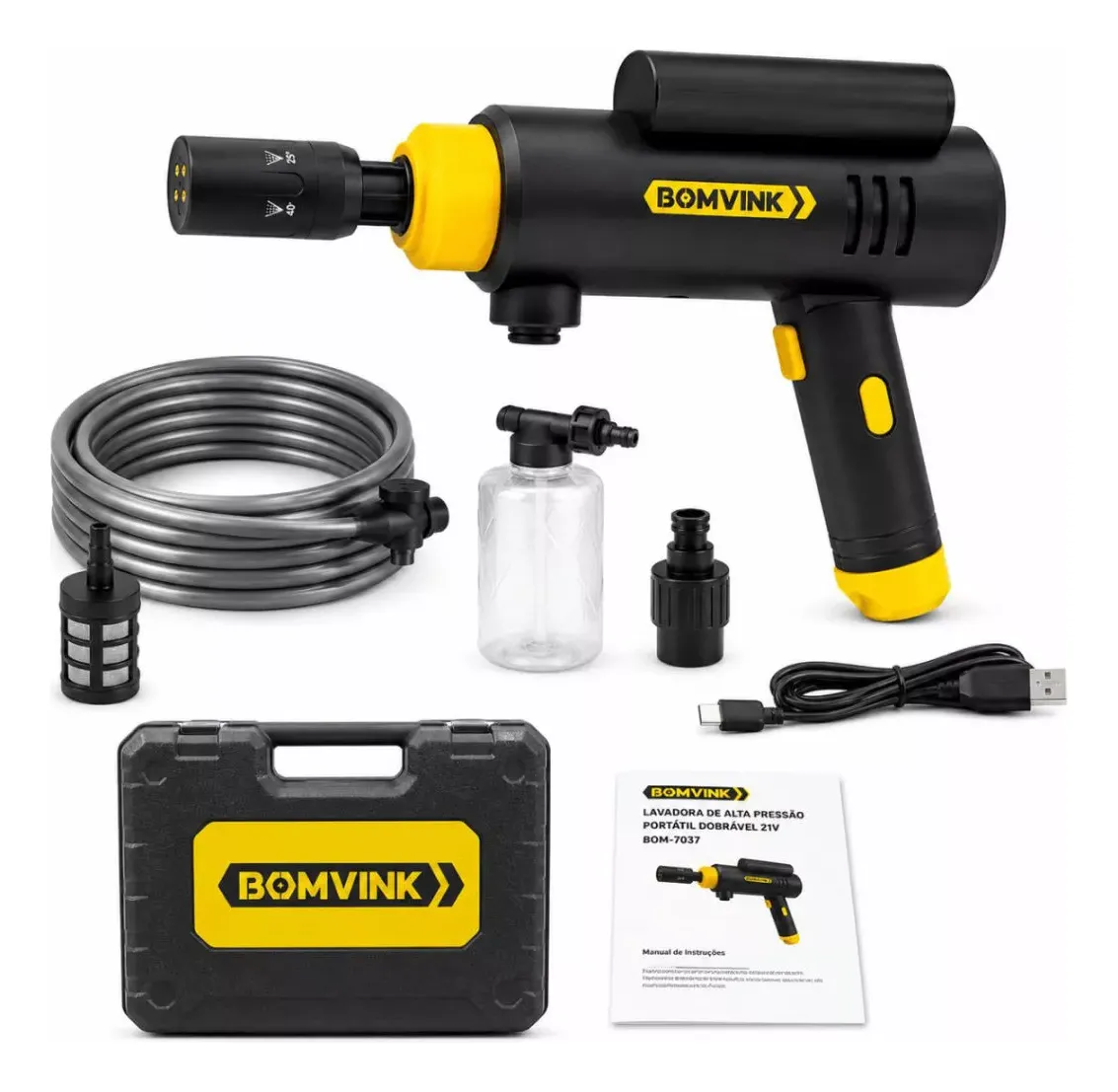 Lavadora Alta Pressão Portátil 21v 150w Mangueira 5m Bomvink