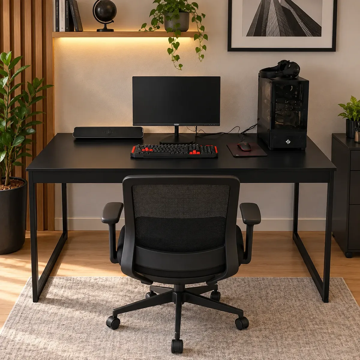 Mesa Industrial 150cm Escritório Setup Gamer Home Office Preto