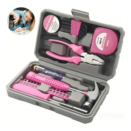 Kit Ferramentas Rosa Feminino 24 Peças Maleta Completa Rosa