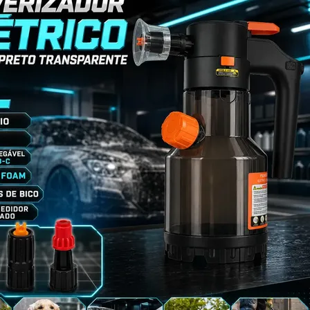 Pulverizador Elétrico Snow Foam Lumi De 2 Litros Para Lavagem Automotiva E Limpeza Preto