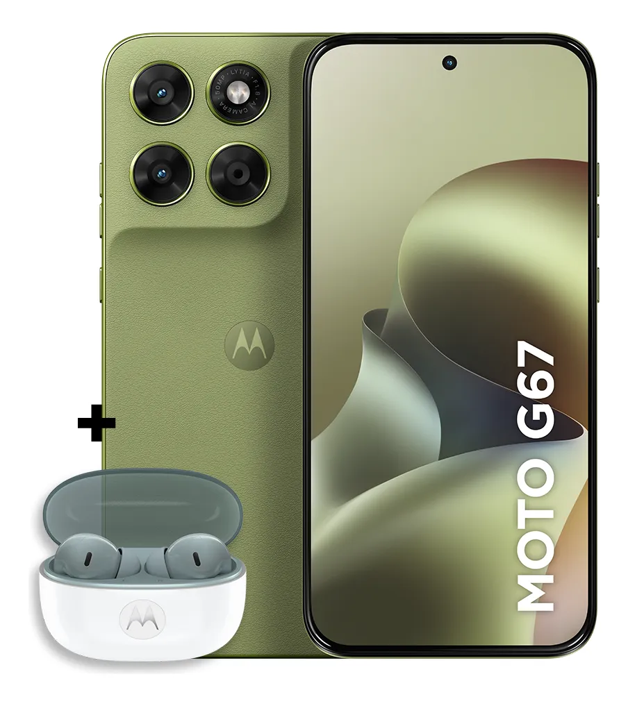 Kit Smartphone Motorola Moto G67 5g 128gb Verde + Moto Buds 2 Cinza