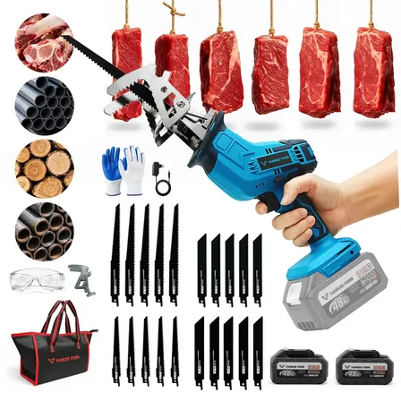 Serra Sabre Elétrica Sem Fio 48V Portátil Profissional Kit Completo Para Corte Madeira Tubo Carne Ossos