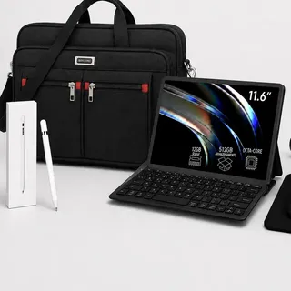 Notebook Android 15 11 Pol 16GB 512GB Octa Core WiFi 4G Teclado Mouse Fone Caixa Som Mousepad Mala Caneta Touch Not Tab Tipo Tablet