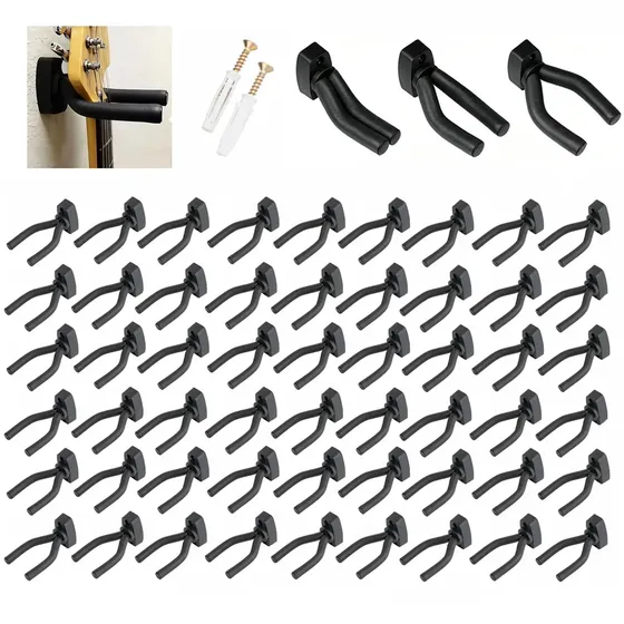 Kit 100 Suportes de Parede para Violão Guitarra Violino Baixo e Ukulele LMKB Preto