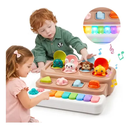 JogoJunto Caixa De Atividades Infantil Com Piano Musical Luzes Animais Pop Up E Sons Educativos