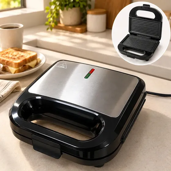 Sanduicheira 2 Em 1 Elétrica Grill Inox Antiaderente 750w 127v