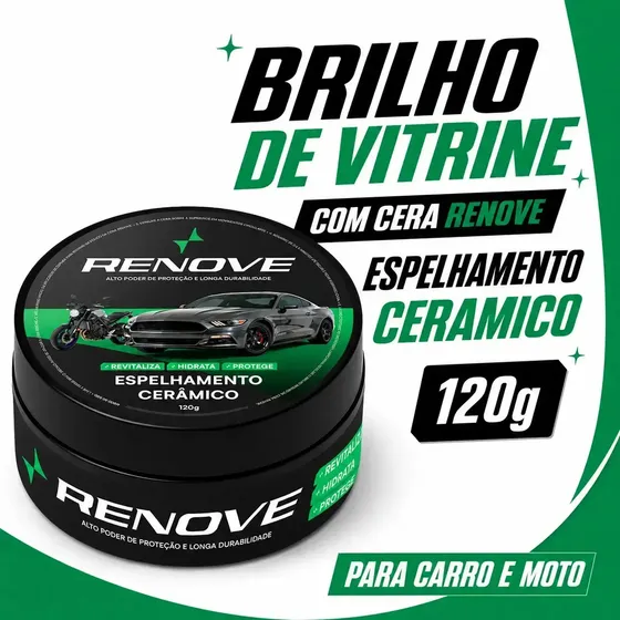 Cera Automotiva de Carnauba Renove Polimento Riscos Queimados Brilho