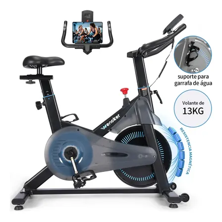 Bicicleta Spinning Magnética Ergométrica Profissional 140kg Para Casa Wenoker Cor Preto e Azul