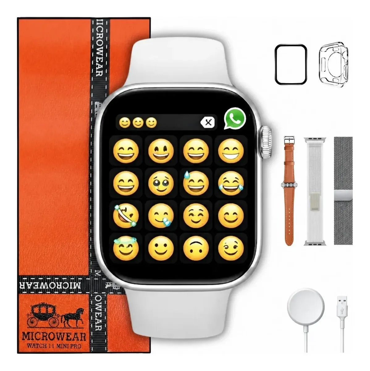 Relógio Smartwatch W11 Pro Mini 42mm Amoled Gps Nfc Whatsapp Branco/prateado