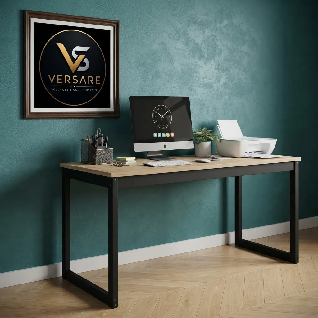 Mesa P/ Pc 150x60 Cm Escrivaninha Industrial Moderna Carvalho