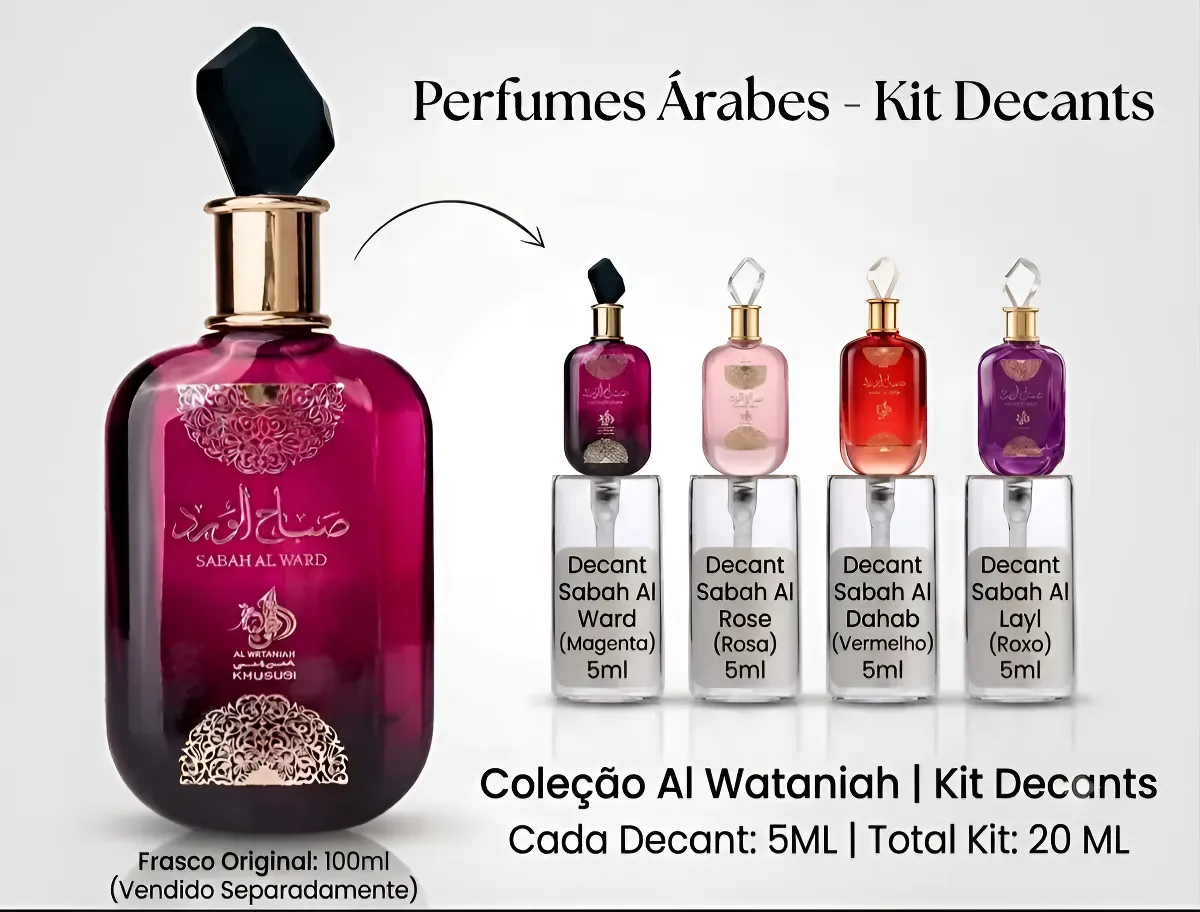 Perfumes Arabes Sabah Al Ward Al Wataniah Eau De Parfum Kit 4 Perfumes Sedutor Árabe Sabah