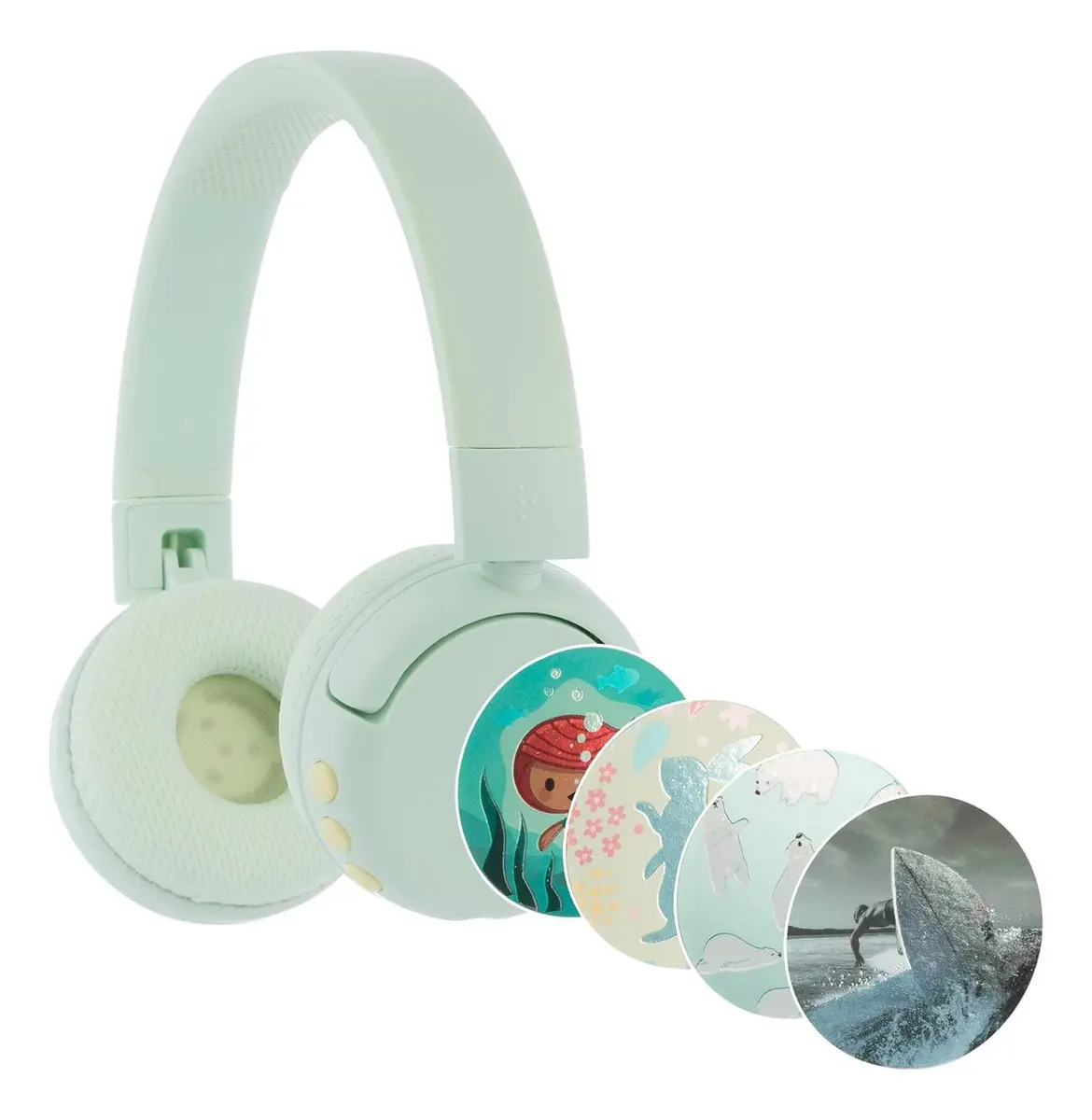 Fones de ouvido Bluetooth dobráveis Onanoff Buddyphones Popfun verdes