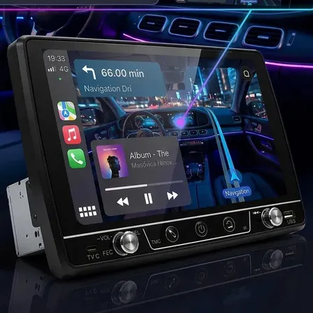 Central Multimídia 1 Din 9 Pol Android Auto Apple CarPlay Bluetooth USB Espelhamento Smartphone Som Automotivo Universal