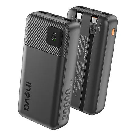 Carregador Portátil Power Bank Turbo inova 20000mah 22.5w Com Display Digital Usb-c / Usb-a Carga Rápida - Preto