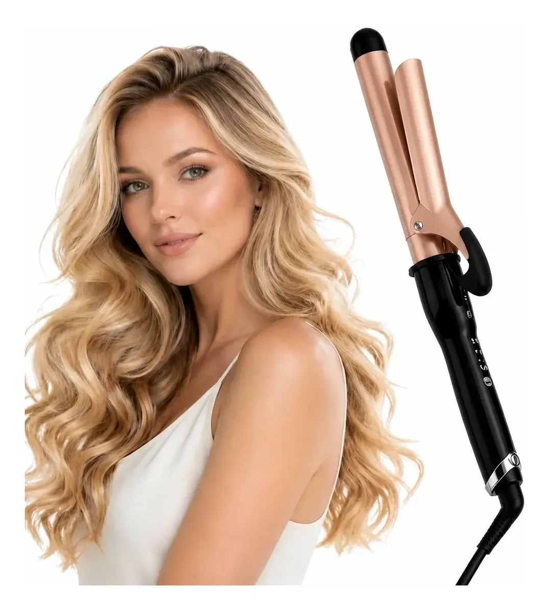 Modelador De Cachos Médios E Definidos 25mm Rose Gold E Preto 127/220v