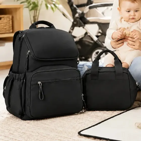 Mochilas para gestantes e bebês Mochila Bolsa Maternidade Térmica Presente Bebê Versão Luxo,bolsa maternidade,saquinho maternidade,Preto