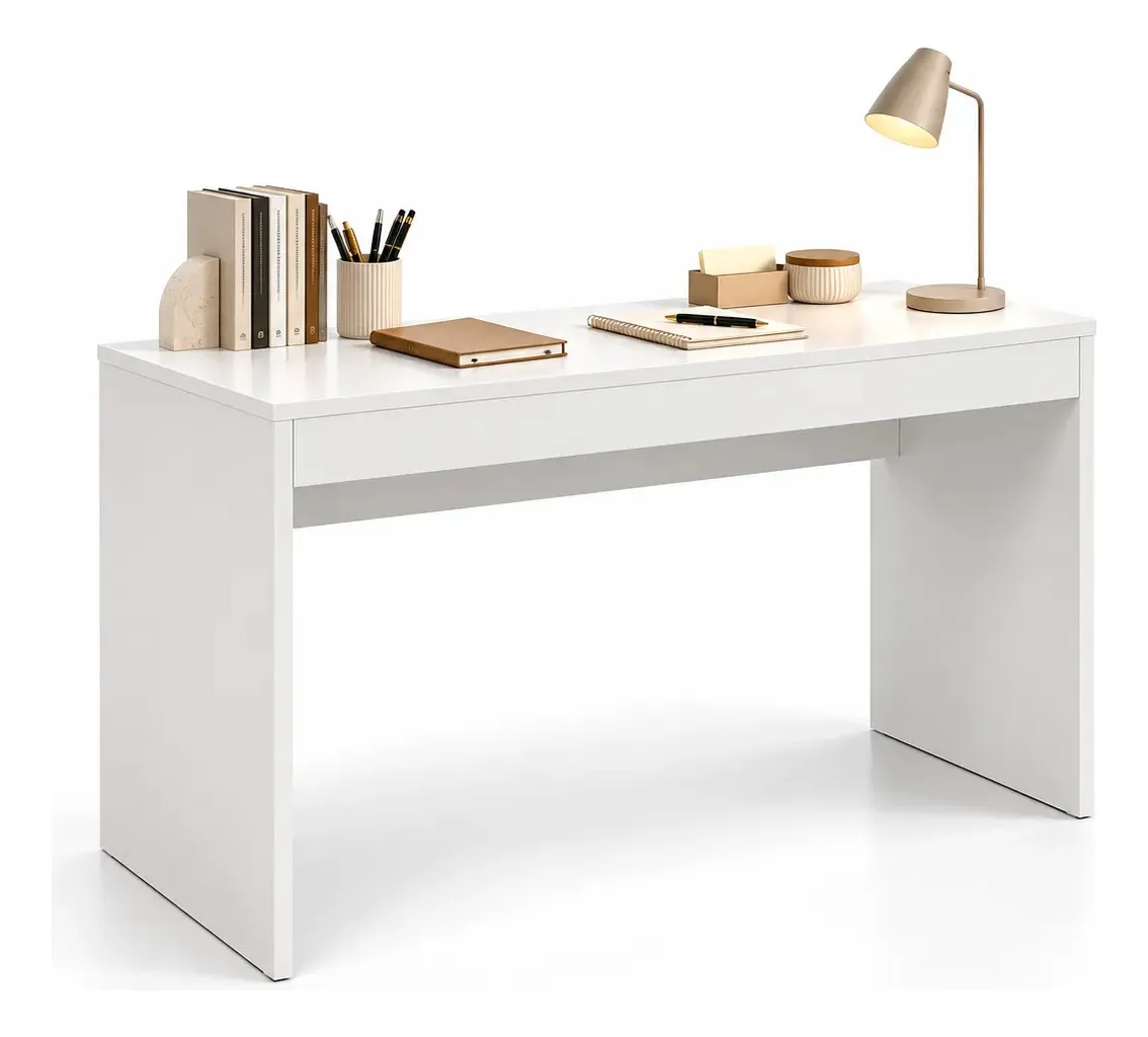 Escrivaninha Mesa Mdf Branca Estudo Quarto Trabalho Remoto Branco
