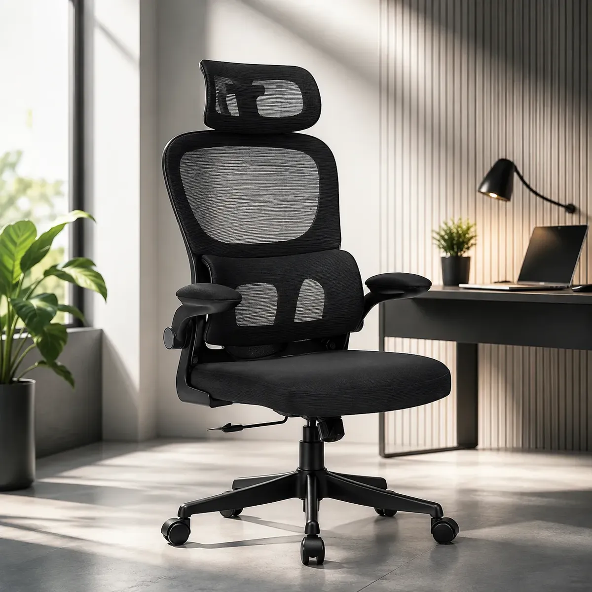Cadeira De Escritório Ergonômica Giratória Reclinável Preta Preto