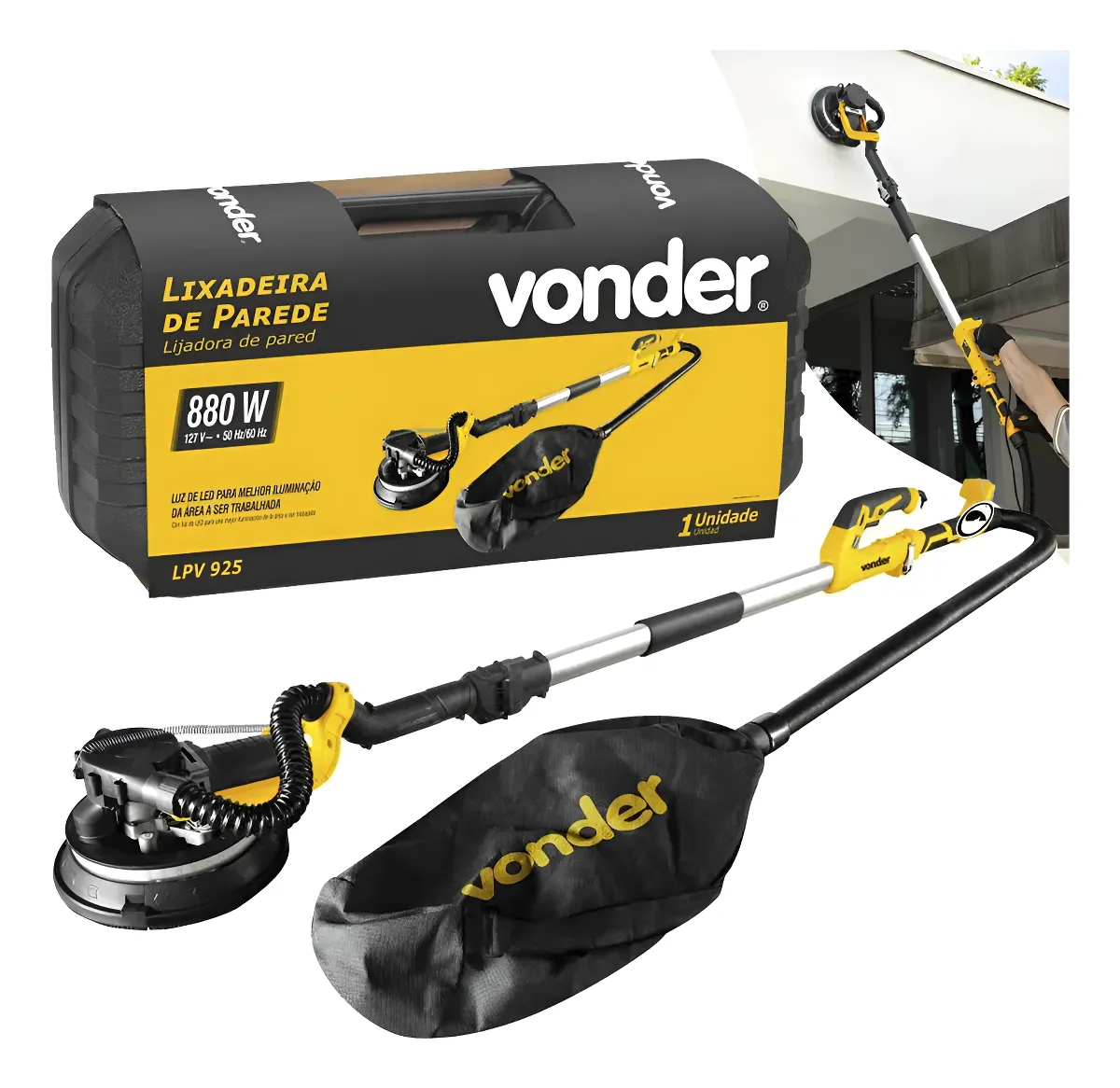 Lixadeira De Parede Teto Com Led 880w Lpv 925 Vonder 127v 110v 50 Hz/60 Hz