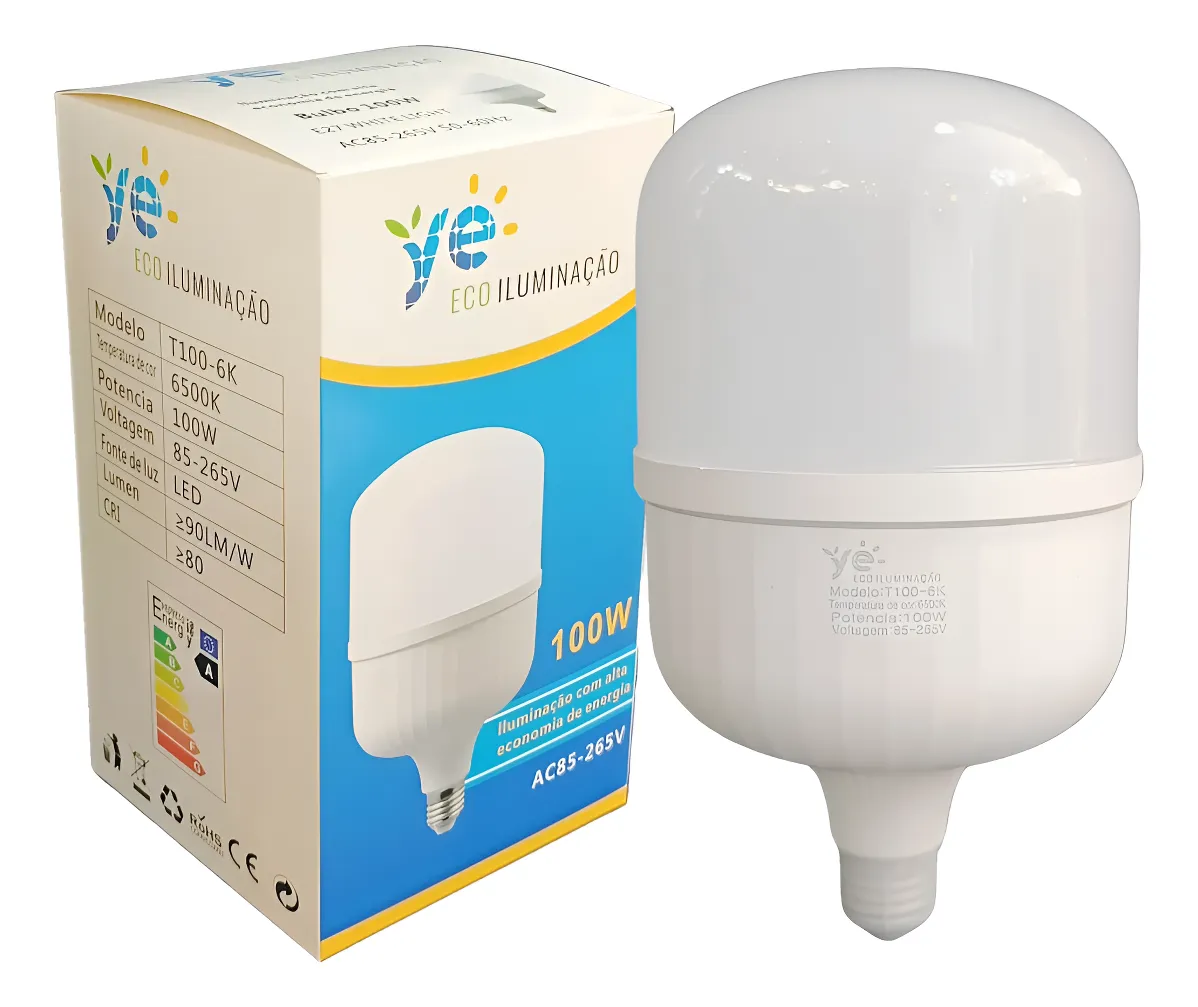 Kit 6 Lâmpada Led Bulbo 100w E27 Branco Frio 6500k 127/220v Branco-frio