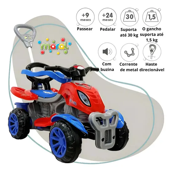 Quadriciclo Infantil Com Pedal Carrinho De Passeio Infantil Vermelho