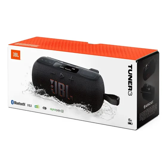 Alto-falante Jbl Tuner 3 com rádio Fm Ip68 - 15 horas em preto